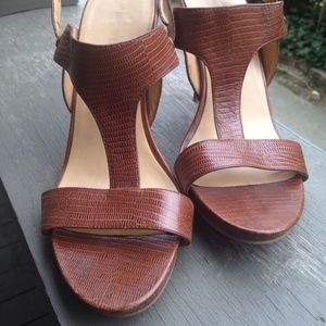 Nine West Brown Leather heeled sandal sz 9